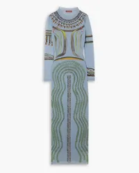 Altuzarra Atalanti printed stretch-mesh maxi dress - Blue Blue