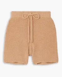 Reformation Sanzo ribbed cotton shorts - Neutral Neutral