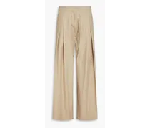 Rum pleated cotton-twill wide-leg pants - Neutral