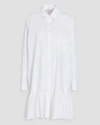 RED Valentino Ruffled cotton-blend poplin mini shirt dress - White White