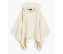 Caspian wool and cashmere-blend hooded poncho - White