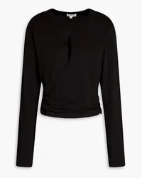 A.L.C. Wrap-effect cotton-jersey Top - Black Black