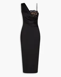 RASARIO Lace-trimmed satin midi dress - Black Black