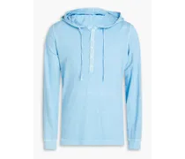Slub linen-jersey hoodie - Blue
