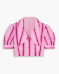 Etro Cropped embroidered striped cotton and silk-blend shirt - Pink Pink