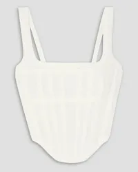 Dion Lee Canvas-trimmed knitted cotton bustier top - White White