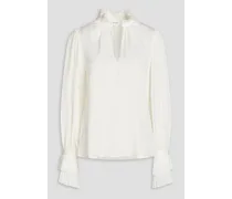 Gathered silk crepe de chine blouse - White