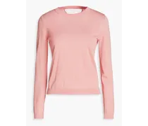 Point d'esprit-trimmed wool, silk and cashmere sweater - Pink