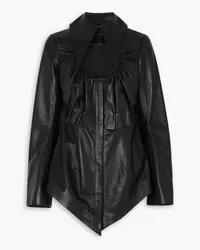 16ARLINGTON Hoguti gathered leather shirt - Black Black