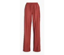 Checa button-detailed wool-twill wide-leg pants - Red