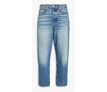 Alissa cropped crystal-embellished boyfriend jeans - Blue