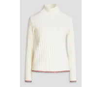 Ribbed cashmere turtleneck sweater - White