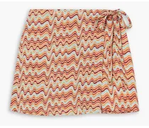 Eridani skirt-effect printed linen shorts - Orange
