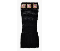 Take It Easy fringed crocheted cotton-blend maxi skirt - Black