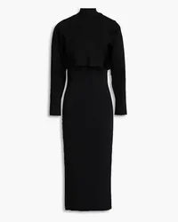 Emporio Armani Crystal-embellished ribbed-knit midi dress - Black Black