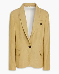 Brunello Cucinelli Bead-embellished linen-blend canvas blazer - Green Green