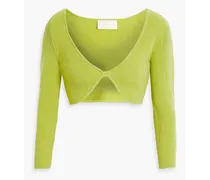 Cropped ribbed-knit top - Green
