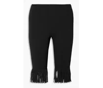 Fringed stretch-knit shorts - Black
