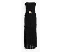 Reagan strapless pleated crepe and georgette maxi dress - Black