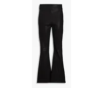 Coated denim flared pants - Black