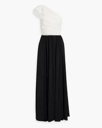 Mikael Aghal One-shoulder ruffled broderie anglaise and chiffon gown - Black Black