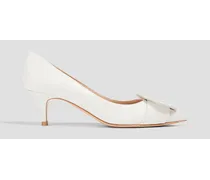 Ruby buckled leather pumps - White