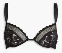 Corded lace underwired bra - Black