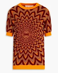 Marni Jacquard-knit cotton-blend sweater - Orange Orange