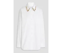 Claw embellished cotton-poplin shirt - White