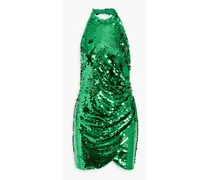 Jo wrap-effect sequined stretch-tulle halterneck mini dress - Green