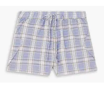 Checked cotton-blend seersucker shorts - Purple