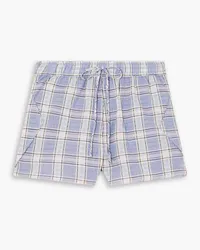 Ganni Checked cotton-blend seersucker shorts - Purple Purple