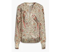 Marion paisley-print silk crepe de chine blouse - Neutral