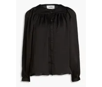 Rebeca hammered satin-crepe blouse - Black