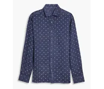 Swiss-dot linen shirt - Blue