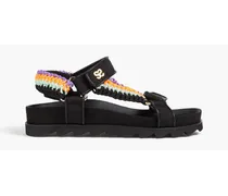 Shell and crochet-knit sandals - Black