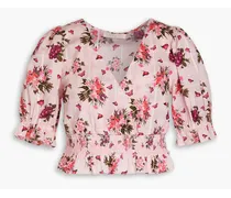 Ophira cropped floral-print cotton top - Pink