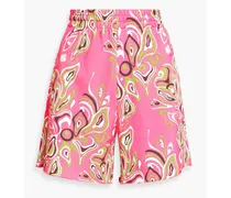 Printed French cotton-terry shorts - Pink