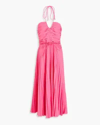 Rebecca Vallance Rosa pleated poplin halterneck midi dress - Pink Pink