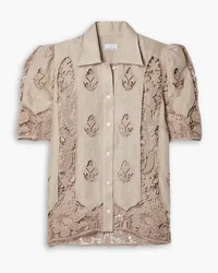 Miguelina Constance crocheted lace linen shirt - Neutral Neutral