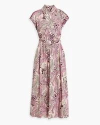 Derek Lam Celeste wrap-effect cutout linen-blend midi dress - Pink Pink