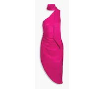 Zoey asymmetric one-shoulder satin-jacquard dress - Pink