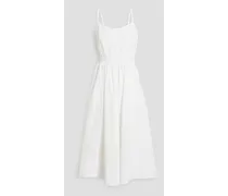 Eve gathered cotton midi dress - White