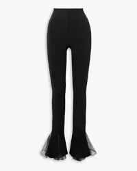 Nensi Dojaka Ruffled mesh and stretch-jersey flared leggings - Black Black