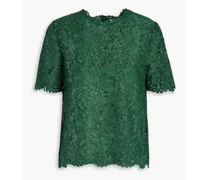 Scalloped cotton-blend corded lace top - Green