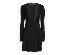 Lace-paneled stretch-knit mini dress - Black