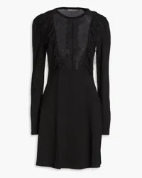 Alberta Ferretti Lace-paneled stretch-knit mini dress - Black Black