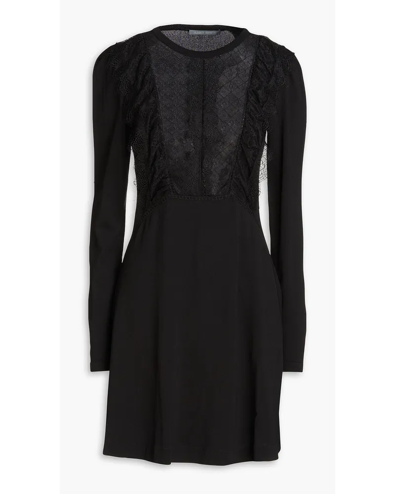 Alberta Ferretti Lace-paneled stretch-knit mini dress - Black Black