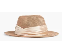 Lillian satin-trimmed hemp-blend Panama hat - Neutral