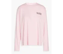 Logo-print cotton-blend jersey top - Pink